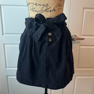 High-Waisted Black Corduroy Skirt